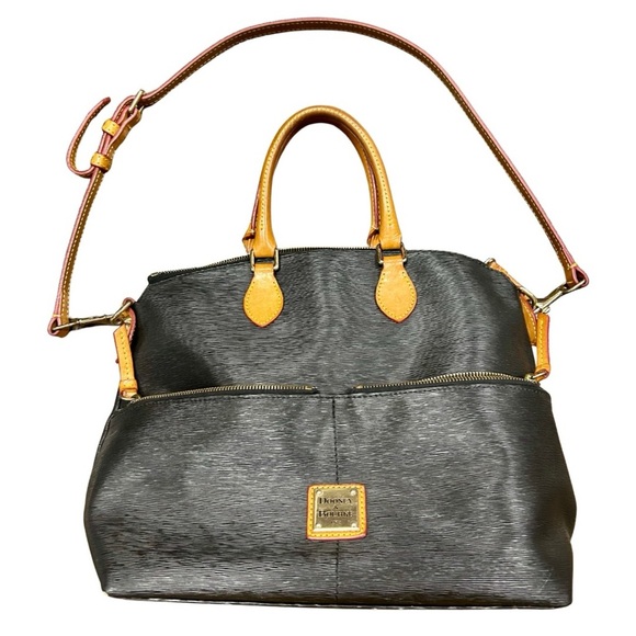 Dooney & Bourke Handbags - Dooney & Bourke Black Textured Leather Satchel